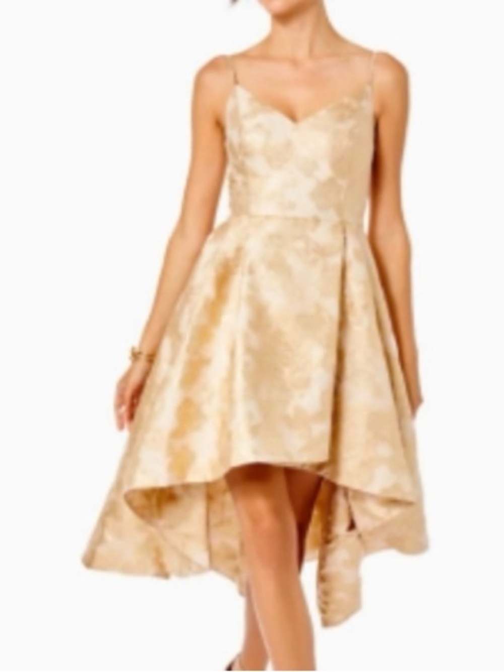 Lilly Pulitzer Gold Floral High-Low Spaghetti Strap Dress